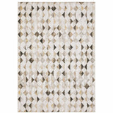 9' X 12' Beige Brown Grey And Ivory Geometric Power Loom Stain Resistant Area Rug - Homeroots - Flyclothing LLC