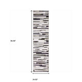 2' X 8' Grey Charcoal And Beige Geometric Power Loom Stain Resistant Runner Rug - Homeroots - Flyclothing LLC