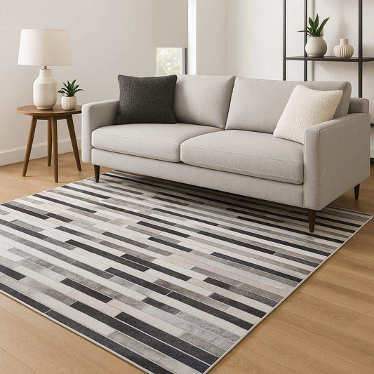 5' X 7' Grey Charcoal And Beige Geometric Power Loom Stain Resistant Area Rug - Homeroots - Flyclothing LLC