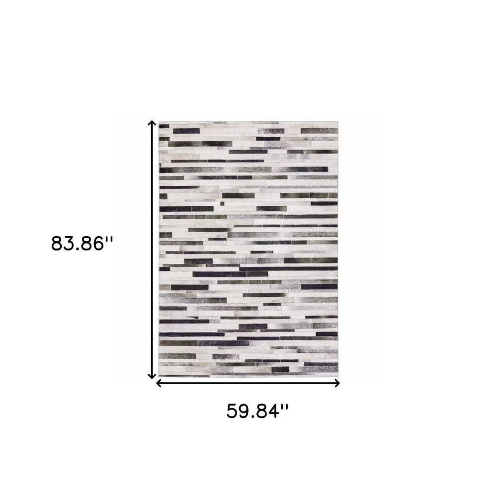 5' X 7' Grey Charcoal And Beige Geometric Power Loom Stain Resistant Area Rug - Homeroots - Flyclothing LLC