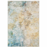 9' X 12' Blue And Yellow Abstract Power Loom Stain Resistant Area Rug - Homeroots - Flyclothing LLC