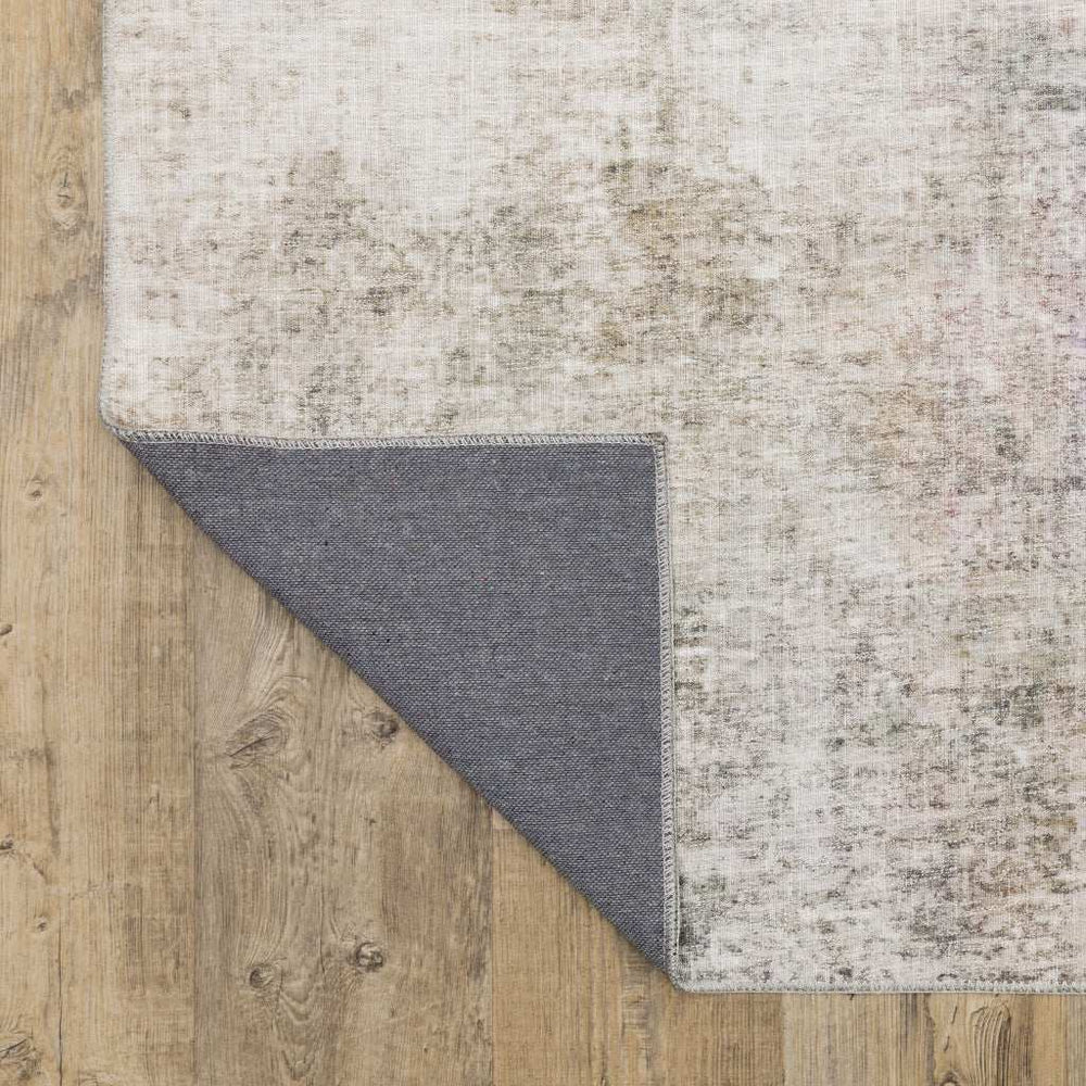 2' X 8' Beige Blue Grey Green Brown And Purple Abstract Power Loom Stain Resistant Runner Rug - Homeroots - Flyclothing LLC