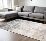 8' X 10' Beige Blue Grey Green Brown And Purple Abstract Power Loom Stain Resistant Area Rug - Homeroots - Flyclothing LLC