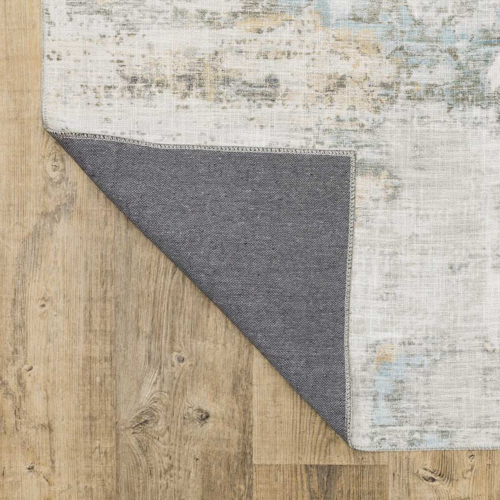 2' X 8' Gray And Ivory Abstract Power Loom Stain Resistant Runner Rug - Homeroots - Flyclothing LLC