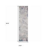2' X 8' Grey And Blue Abstract Power Loom Stain Resistant Runner Rug - Homeroots - Flyclothing LLC
