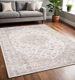 5' X 7' Beige Gold And Grey Oriental Power Loom Stain Resistant Area Rug - Homeroots - Flyclothing LLC