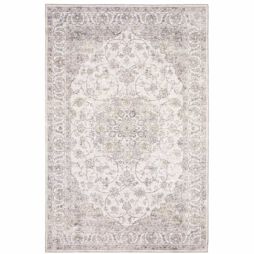 5' X 7' Beige Gold And Grey Oriental Power Loom Stain Resistant Area Rug - Homeroots - Flyclothing LLC