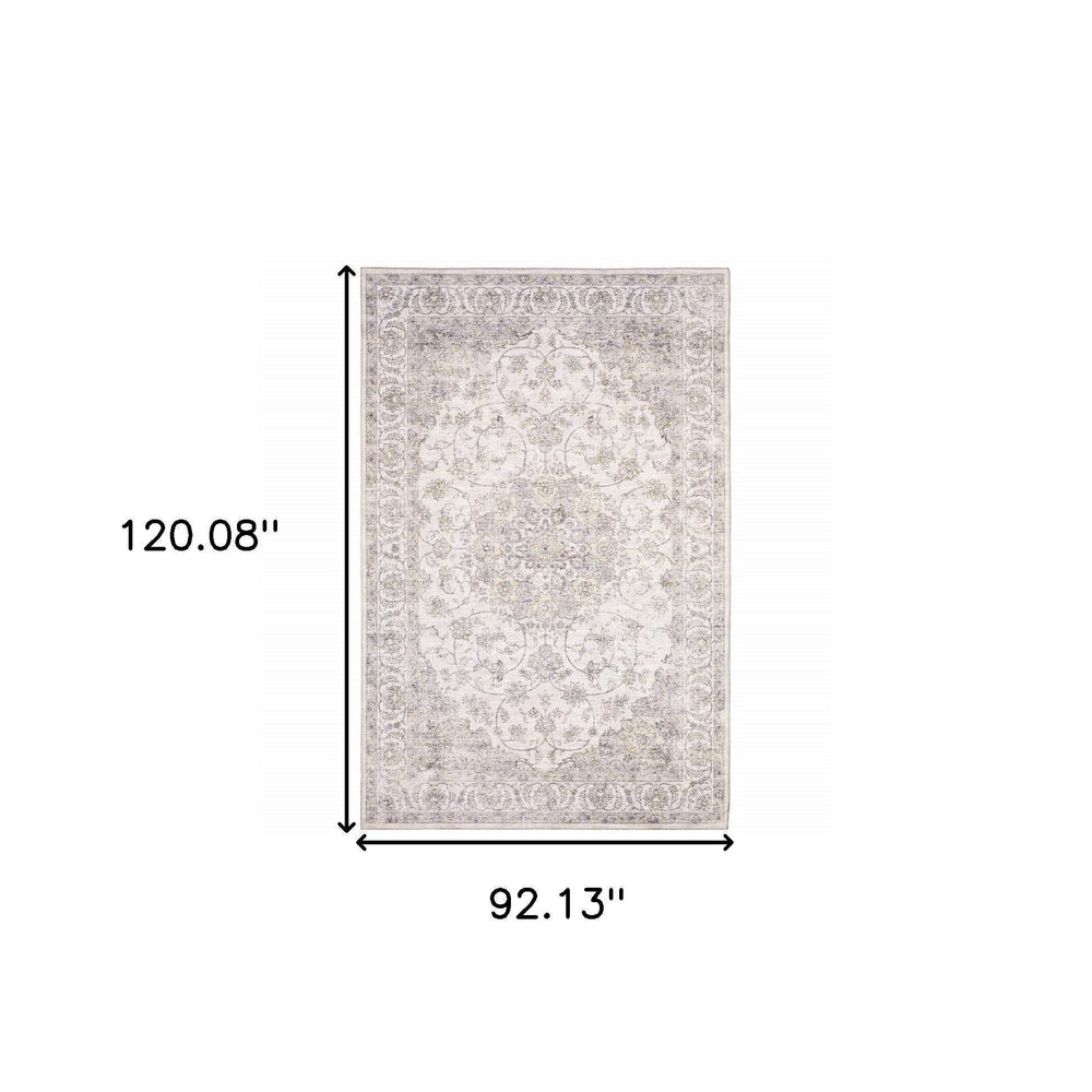 8' X 10' Beige Gold And Grey Oriental Power Loom Stain Resistant Area Rug - Homeroots - Flyclothing LLC