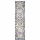 2' X 8' Blue Gold Grey Orange Yellow And Purple Oriental Power Loom Stain Resistant Runner Rug - Homeroots - Flyclothing LLC