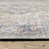 2' X 8' Blue Gold Grey Orange Yellow And Purple Oriental Power Loom Stain Resistant Runner Rug - Homeroots - Flyclothing LLC