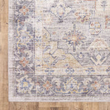 5' X 7' Blue Gold Grey Orange Yellow And Purple Oriental Power Loom Stain Resistant Area Rug - Homeroots - Flyclothing LLC