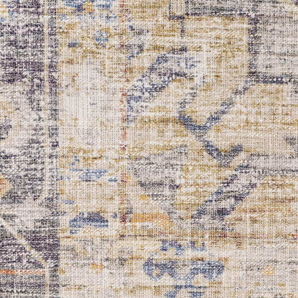 9' X 12' Blue Gold Grey Orange Yellow And Purple Oriental Power Loom Stain Resistant Area Rug - Homeroots - Flyclothing LLC