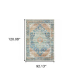 8' X 10' Orange Blue Teal Green And Beige Oriental Power Loom Stain Resistant Area Rug - Homeroots - Flyclothing LLC