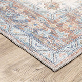 8' X 10' Orange Blue Teal Green And Beige Oriental Power Loom Stain Resistant Area Rug - Homeroots - Flyclothing LLC