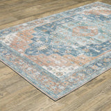 8' X 10' Orange Blue Teal Green And Beige Oriental Power Loom Stain Resistant Area Rug - Homeroots - Flyclothing LLC