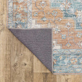 8' X 10' Orange Blue Teal Green And Beige Oriental Power Loom Stain Resistant Area Rug - Homeroots - Flyclothing LLC