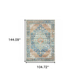 9' X 12' Blue Oriental Power Loom Stain Resistant Area Rug - Homeroots - Flyclothing LLC