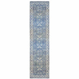 2' X 8' Blue And Grey Oriental Power Loom Stain Resistant Runner Rug - Homeroots - Flyclothing LLC