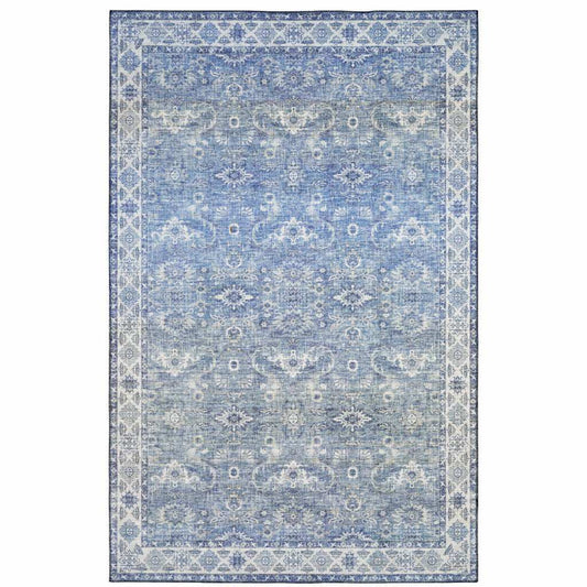 5' X 7' Blue And Grey Oriental Power Loom Stain Resistant Area Rug - Homeroots - Flyclothing LLC