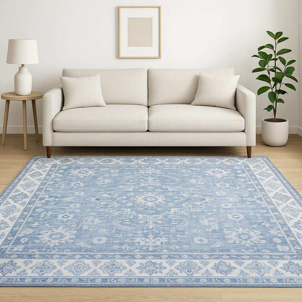 5' X 7' Blue And Grey Oriental Power Loom Stain Resistant Area Rug - Homeroots - Flyclothing LLC
