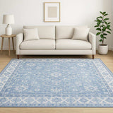 5' X 7' Blue And Grey Oriental Power Loom Stain Resistant Area Rug - Homeroots - Flyclothing LLC