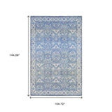 9' X 12' Blue And Grey Oriental Power Loom Stain Resistant Area Rug - Homeroots - Flyclothing LLC