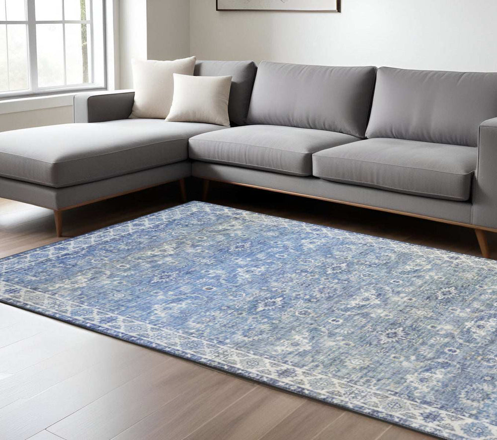 9' X 12' Blue And Grey Oriental Power Loom Stain Resistant Area Rug - Homeroots - Flyclothing LLC