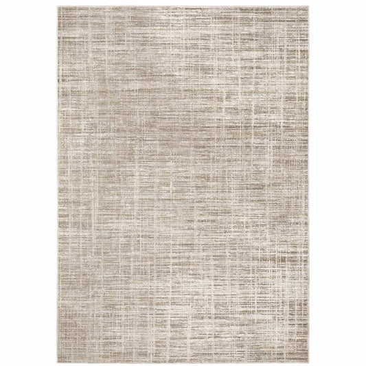 10' X 13' Beige Grey Ivory Tan And Brown Abstract Power Loom Stain Resistant Area Rug - Homeroots - Flyclothing LLC