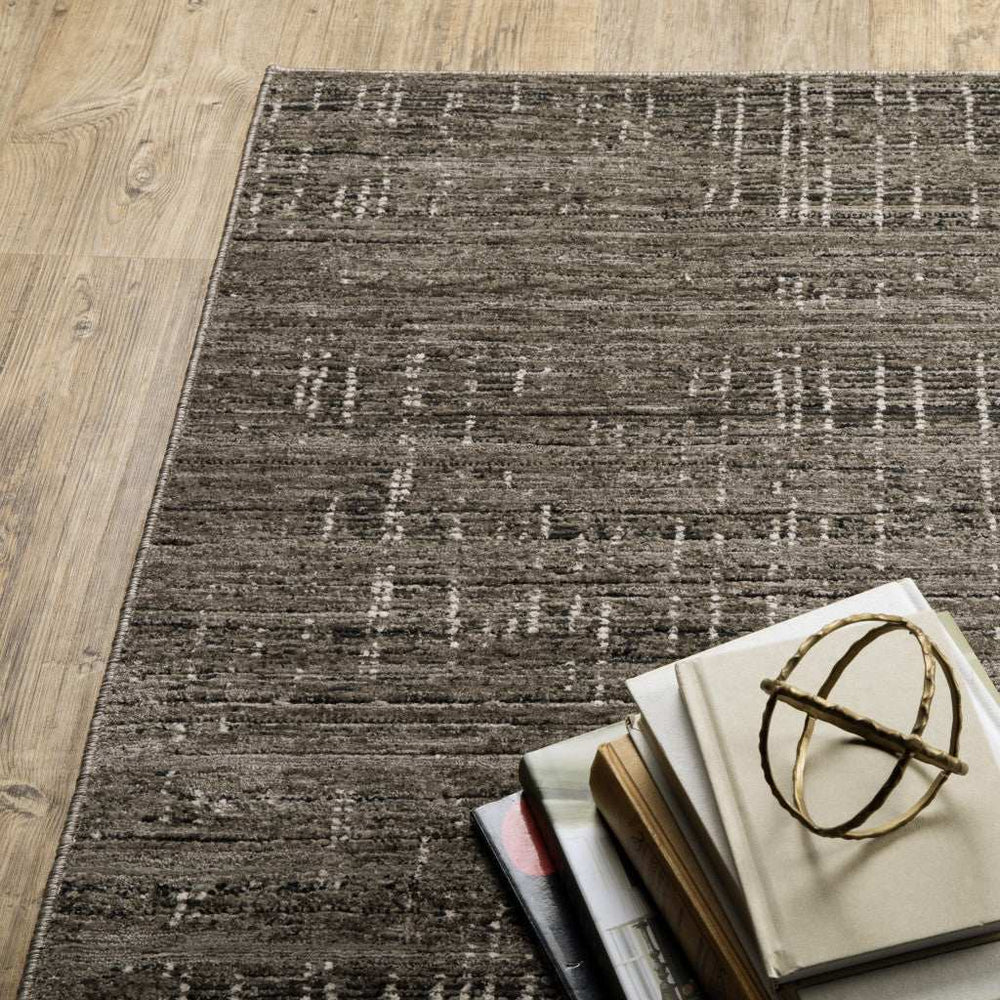 5' X 8' Charcoal Grey Grey Ivory Tan And Brown Abstract Power Loom Stain Resistant Area Rug - Homeroots - Flyclothing LLC