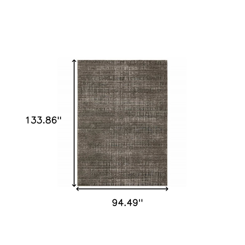 8' X 11' Charcoal Grey Grey Ivory Tan And Brown Abstract Power Loom Stain Resistant Area Rug - Homeroots - Flyclothing LLC