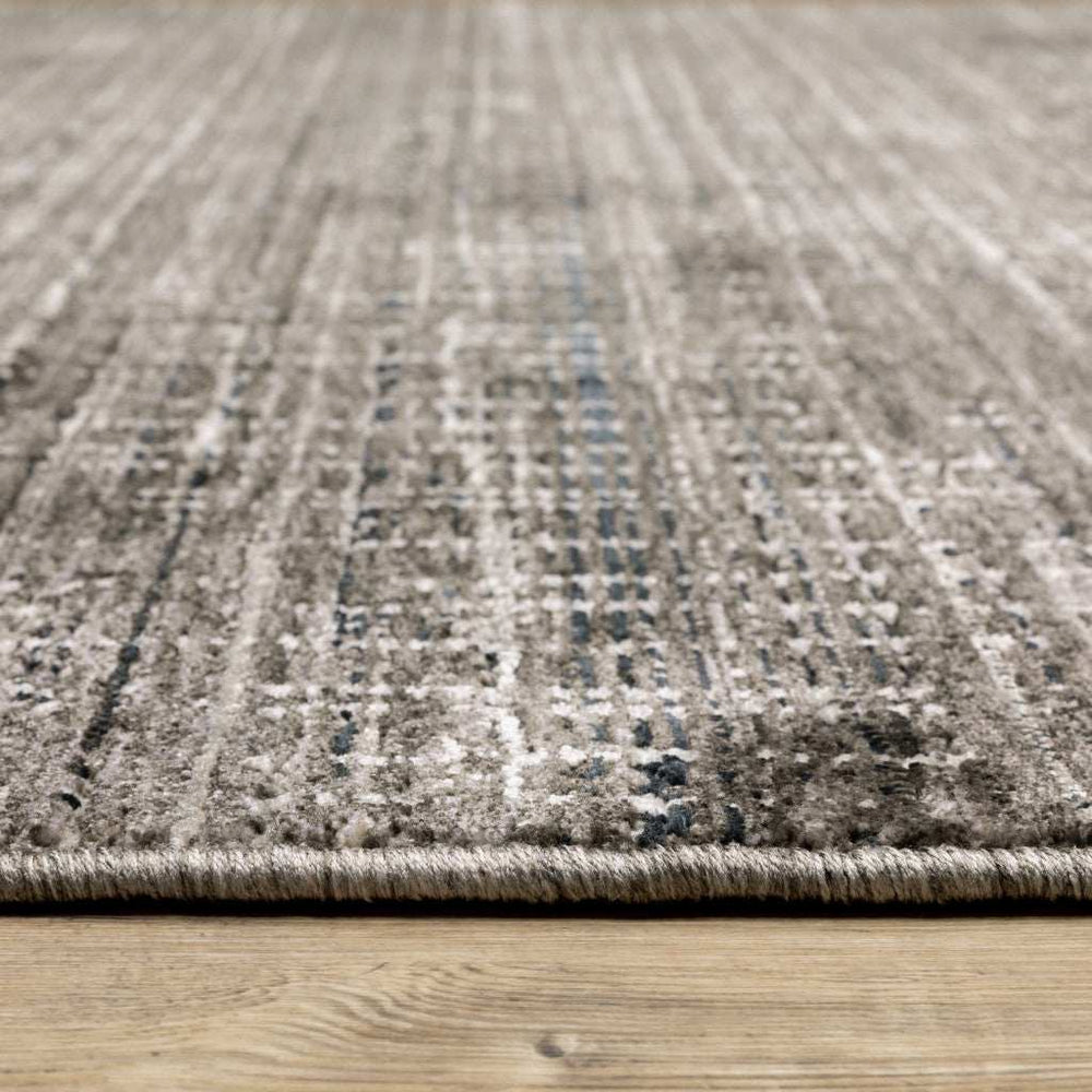 10' X 13' Charcoal Grey Grey Ivory Tan And Brown Abstract Power Loom Stain Resistant Area Rug - Homeroots - Flyclothing LLC