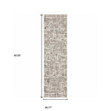 2' X 8' Ivory Grey Charcoal Brown And Beige Abstract Power Loom Stain Resistant Runner Rug - Homeroots - Flyclothing LLC
