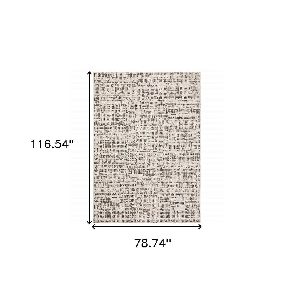 6' X 9' Ivory Grey Charcoal Brown And Beige Abstract Power Loom Stain Resistant Area Rug - Homeroots - Flyclothing LLC