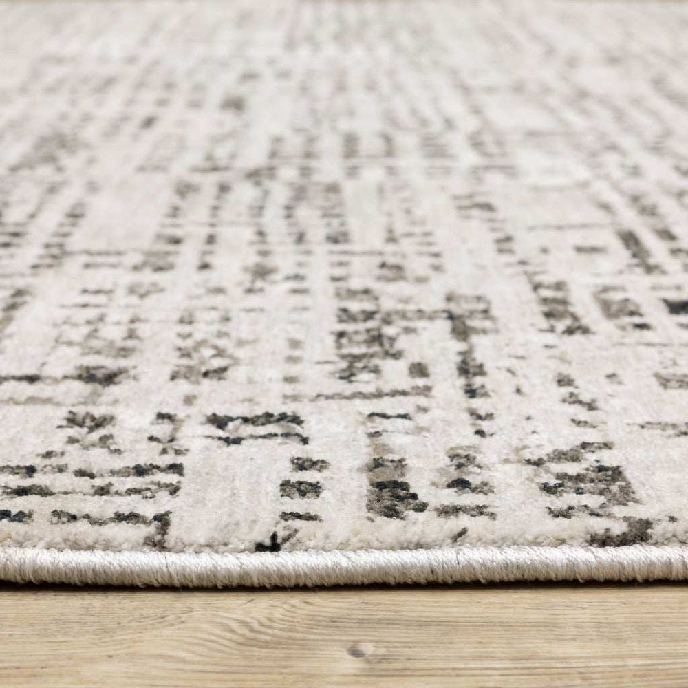 6' X 9' Ivory Grey Charcoal Brown And Beige Abstract Power Loom Stain Resistant Area Rug - Homeroots - Flyclothing LLC