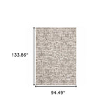 8' X 11' Ivory Grey Charcoal Brown And Beige Abstract Power Loom Stain Resistant Area Rug - Homeroots - Flyclothing LLC