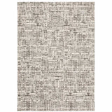 8' X 11' Ivory Grey Charcoal Brown And Beige Abstract Power Loom Stain Resistant Area Rug - Homeroots - Flyclothing LLC