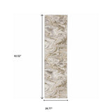 2' X 8' Ivory Tan Beige Grey And Brown Abstract Power Loom Stain Resistant Runner Rug - Homeroots - Flyclothing LLC