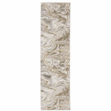 2' X 8' Ivory Tan Beige Grey And Brown Abstract Power Loom Stain Resistant Runner Rug - Homeroots - Flyclothing LLC