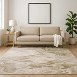 5' X 8' Ivory Tan Beige Grey And Brown Abstract Power Loom Stain Resistant Area Rug - Homeroots - Flyclothing LLC