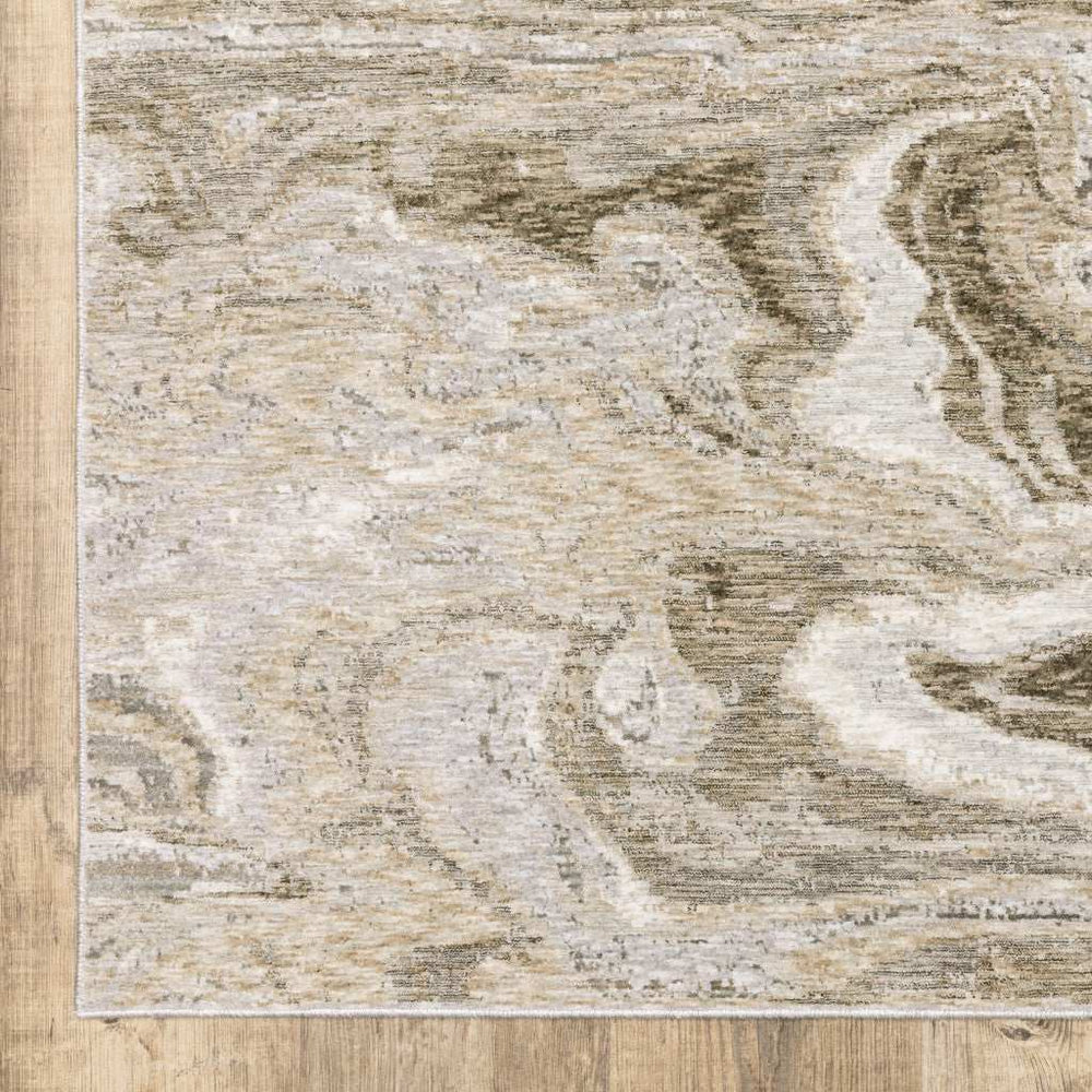 5' X 8' Ivory Tan Beige Grey And Brown Abstract Power Loom Stain Resistant Area Rug - Homeroots - Flyclothing LLC
