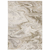 8' X 11' Ivory Tan Beige Grey And Brown Abstract Power Loom Stain Resistant Area Rug - Homeroots - Flyclothing LLC