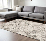 8' X 11' Ivory Grey Black Beige And Tan Abstract Power Loom Stain Resistant Area Rug - Homeroots - Flyclothing LLC