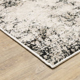 8' X 11' Ivory Grey Black Beige And Tan Abstract Power Loom Stain Resistant Area Rug - Homeroots - Flyclothing LLC