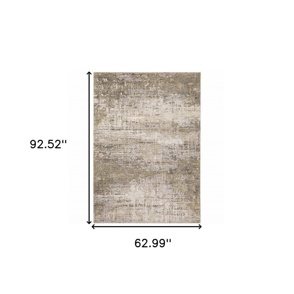 5' X 8' Beige Grey Ivory Tan And Brown Abstract Power Loom Stain Resistant Area Rug - Homeroots - Flyclothing LLC