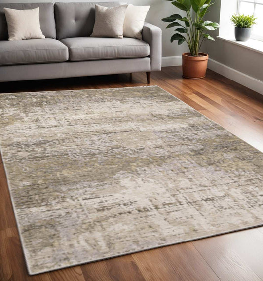 5' X 8' Beige Grey Ivory Tan And Brown Abstract Power Loom Stain Resistant Area Rug - Homeroots - Flyclothing LLC