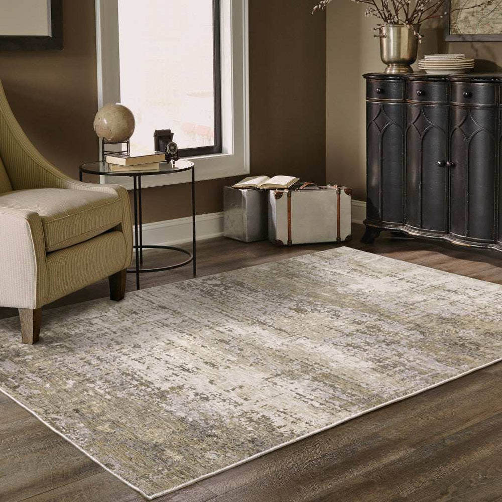 10' X 13' Beige Grey Ivory Tan And Brown Abstract Power Loom Stain Resistant Area Rug - Homeroots - Flyclothing LLC