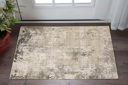 3' X 5' Beige Grey Ivory Tan And Brown Abstract Power Loom Stain Resistant Area Rug - Homeroots - Flyclothing LLC