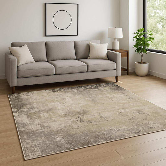 8' X 11' Beige Grey Ivory Tan And Brown Abstract Power Loom Stain Resistant Area Rug - Homeroots - Flyclothing LLC