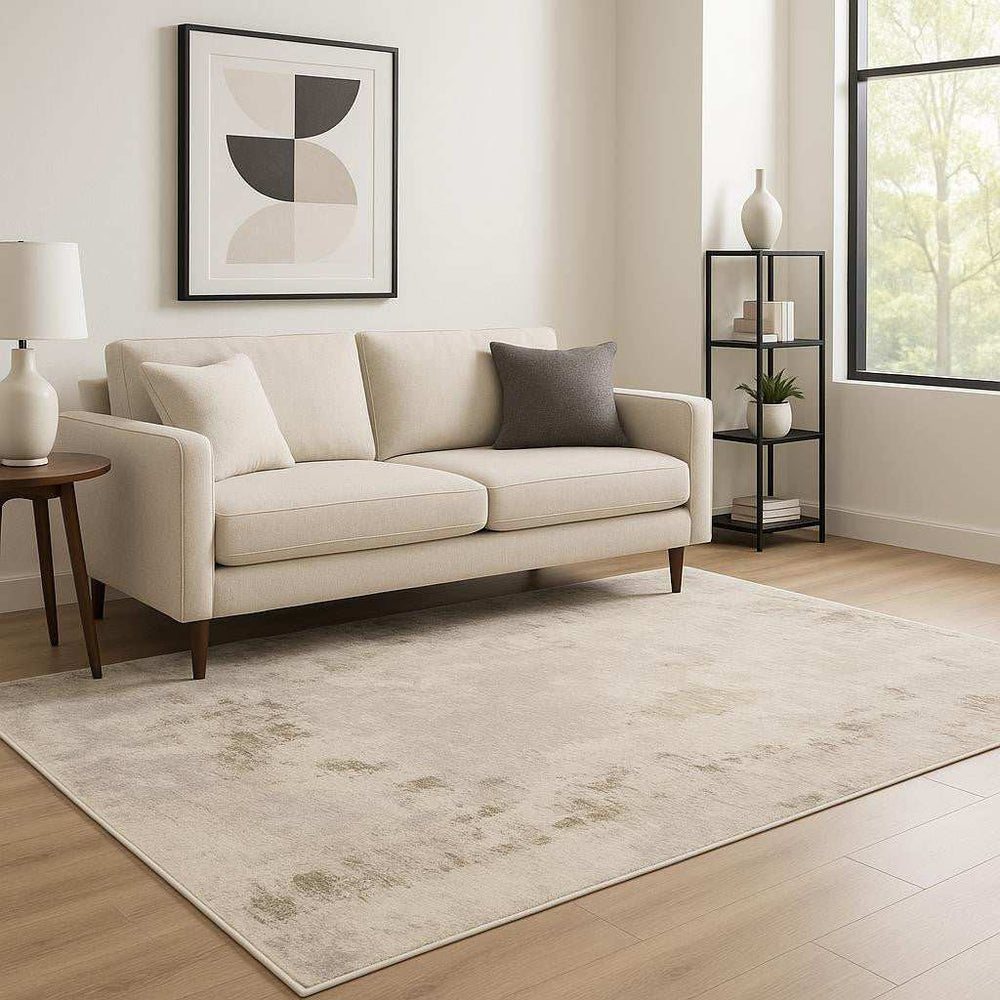 5' X 8' Beige Ivory Tan Grey And Brown Abstract Power Loom Stain Resistant Area Rug - Homeroots - Flyclothing LLC