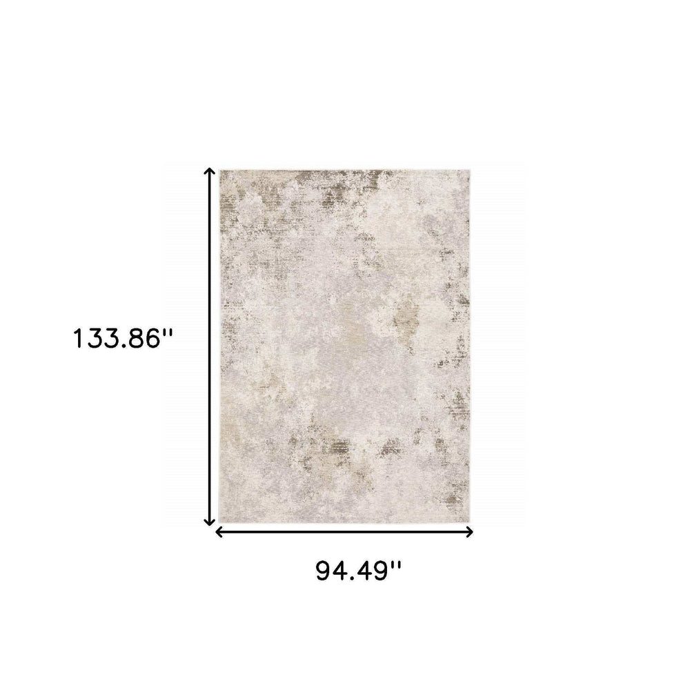 8' X 11' Beige Ivory Tan Grey And Brown Abstract Power Loom Stain Resistant Area Rug - Homeroots - Flyclothing LLC